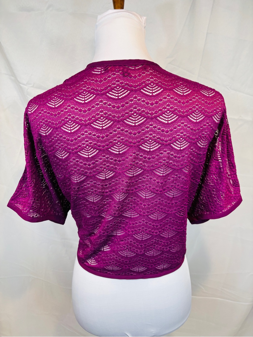 Colleen Lopez Purple Lace Bolero Shrug Cardigan Medium HSN Open Front - Picture 4 of 7